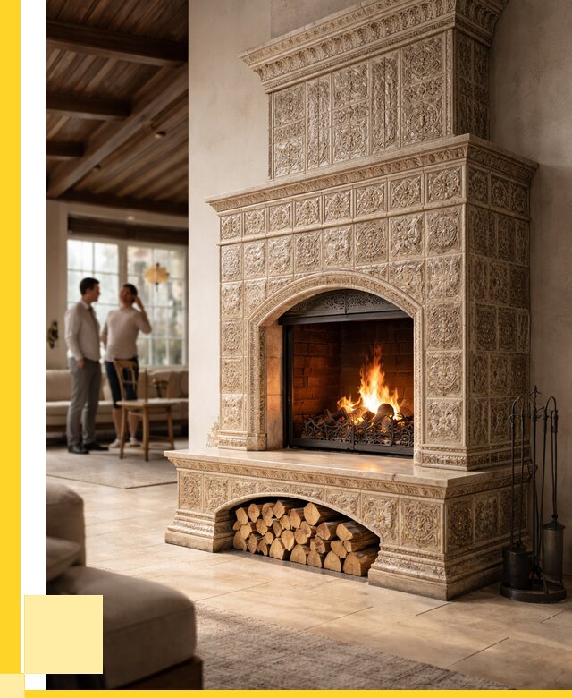 Купить изразцовый камин в Губкине от 253950 р. | ЭриданГбк