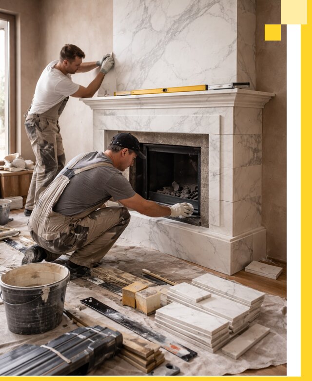 Отделка каминов в Губкине качественные облицовочные работы