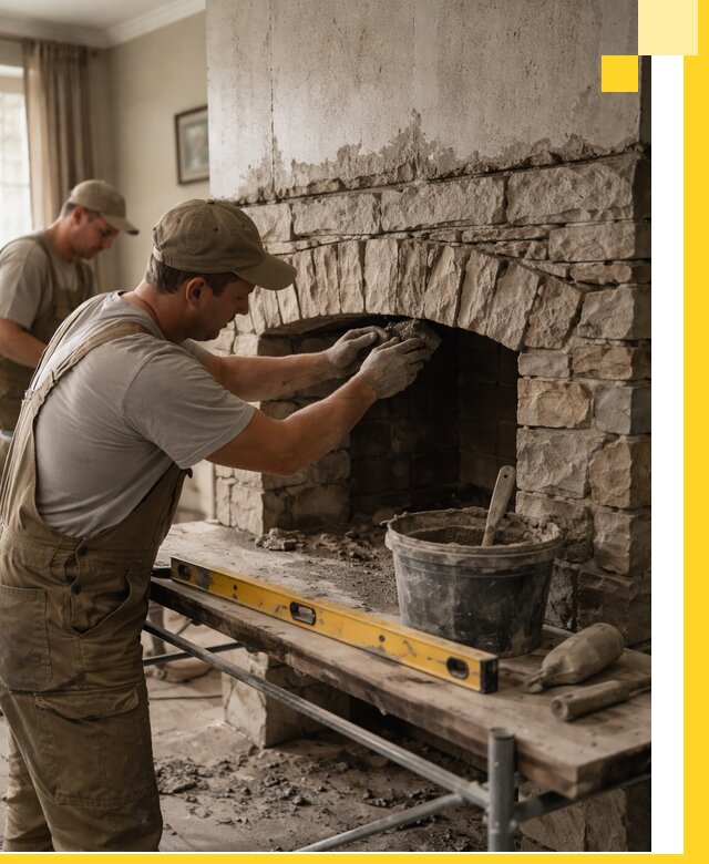 Изготовление каминов под ключ в Губкине, монтаж и отделка