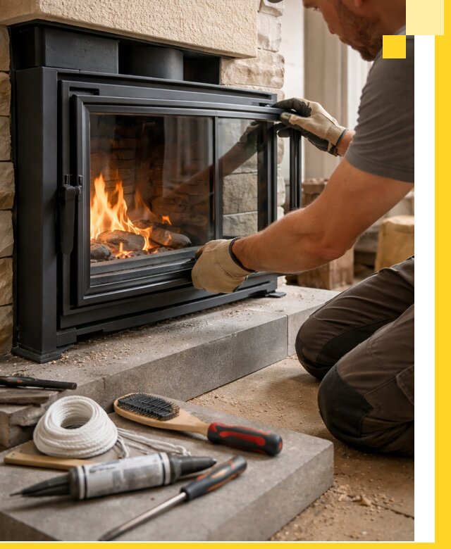 Производство, монтаж и доставка каминов со стеклом в Губкине