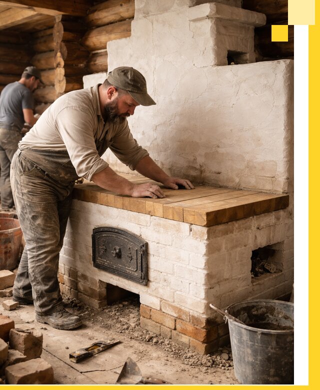 Проектирование и установка русской печи с лежанкой в Губкине