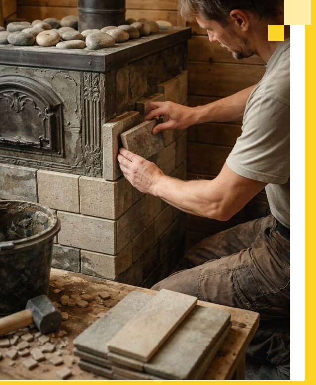 Облицовка банных печей в Губкине профессиональная отделка