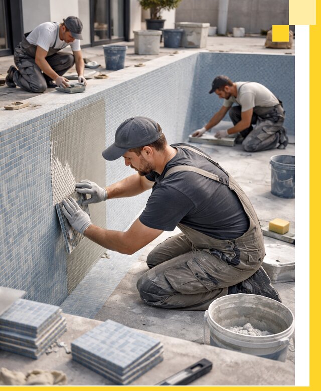 Облицовка бассейнов в Губкине плитка мозаика гидроизоляция