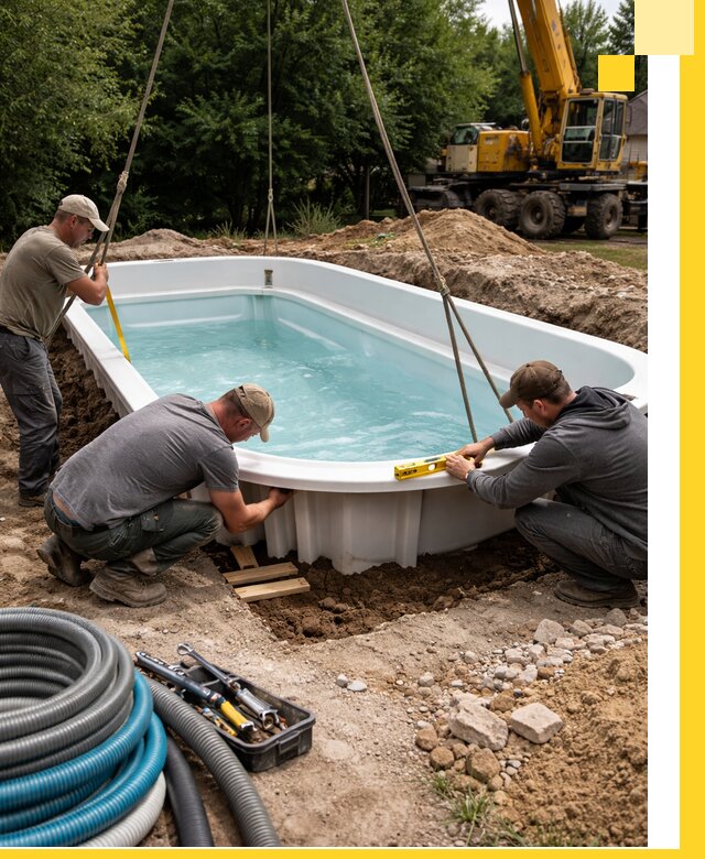 Установка и монтаж композитных бассейнов под ключ в Губкине