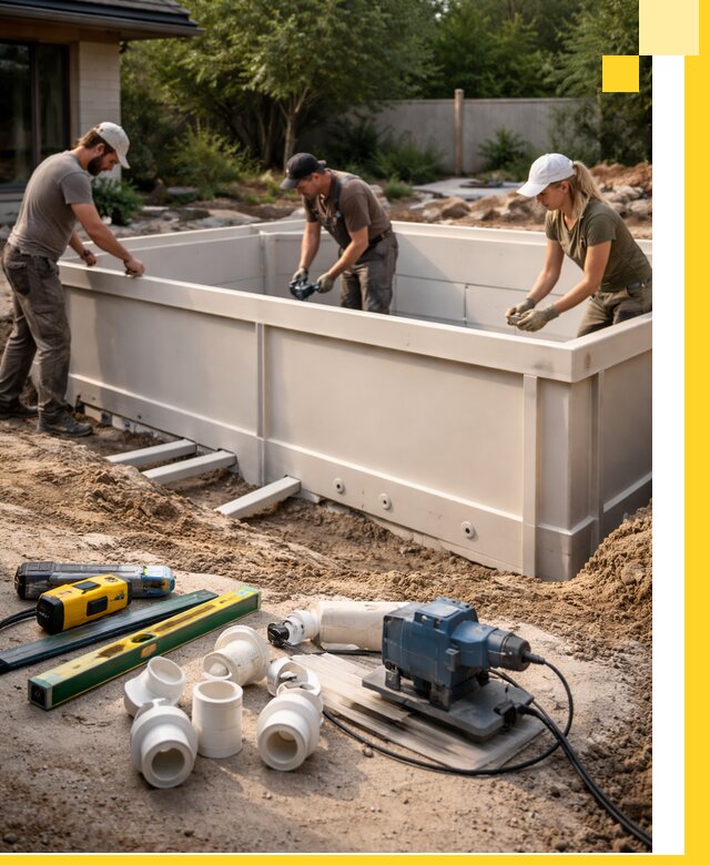 Установка полипропиленовых бассейнов под ключ в Губкине