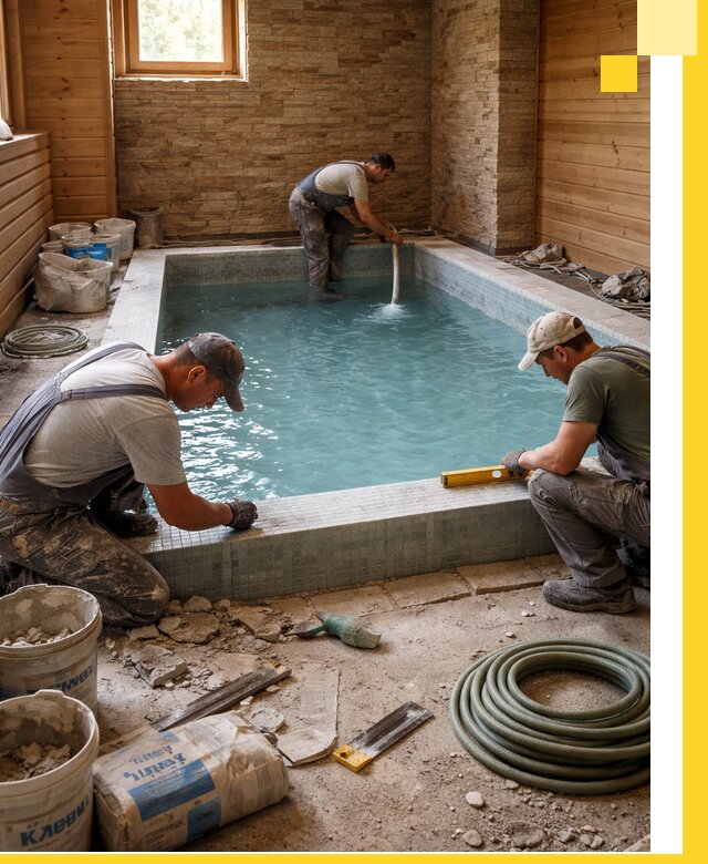 Проектирование и строительство бассейнов для бани в Губкине