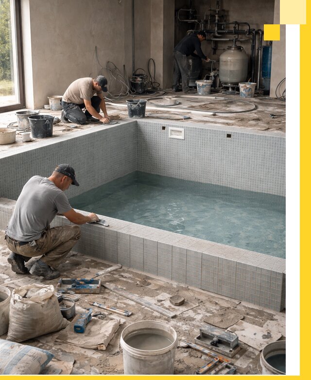 Строительство и монтаж бассейнов в помещении в Губкине