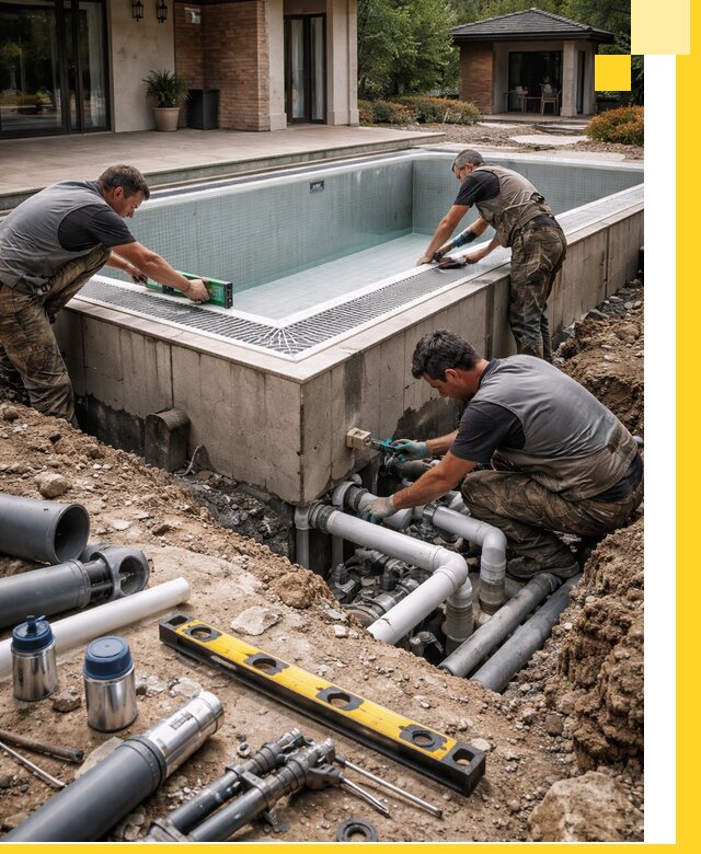 Строительство переливных бассейнов в Губкине под ключ