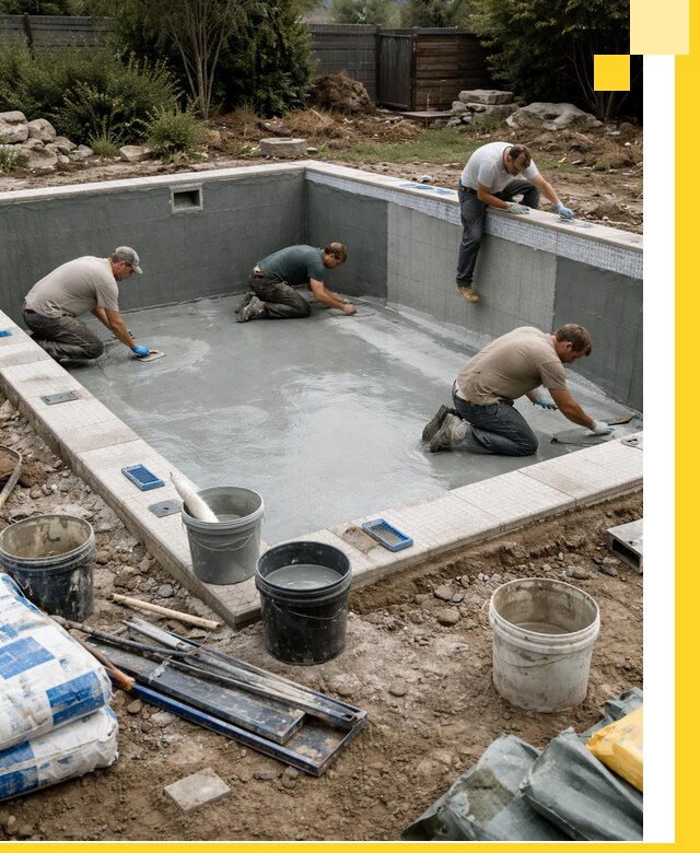 Изготовление и монтаж чаши бассейна под ключ в Губкине