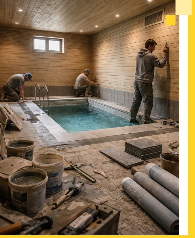 Строительство бани с бассейном и сауной под ключ в Губкине