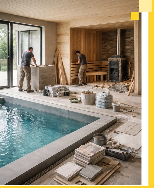 Проектирование и строительство бань с бассейном в Губкине