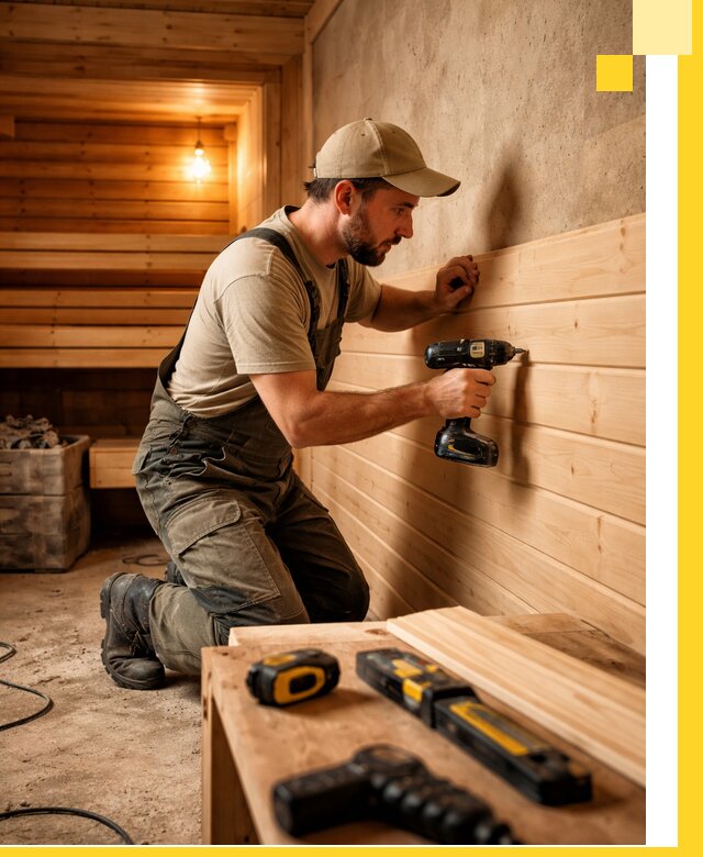 Профессиональная внутренняя отделка бани в Губкине под ключ