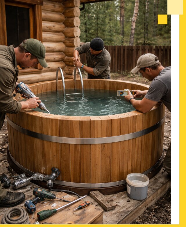 Строительство бань с купелью под ключ и отделкой в Губкине