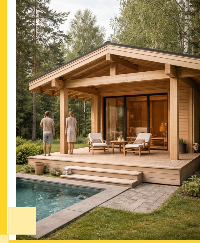 Бани с террасой под ключ в Губкине от 609480 р. | ЭриданГбк