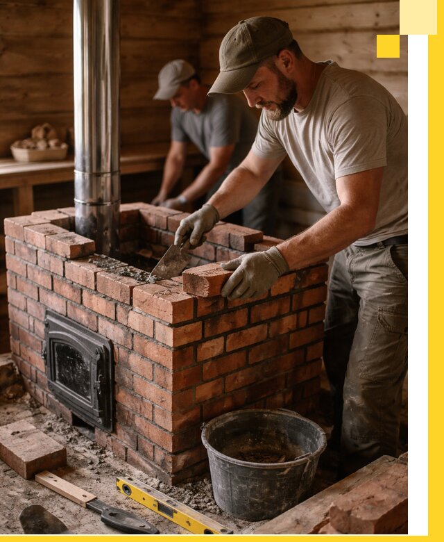 Кирпичные печи для бани под ключ в Губкине, проект и монтаж