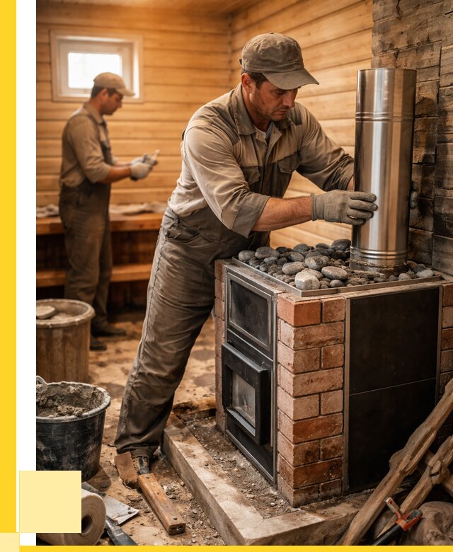 Монтаж печи в бане под ключ в Губкине от 20316 р. | ЭриданГбк