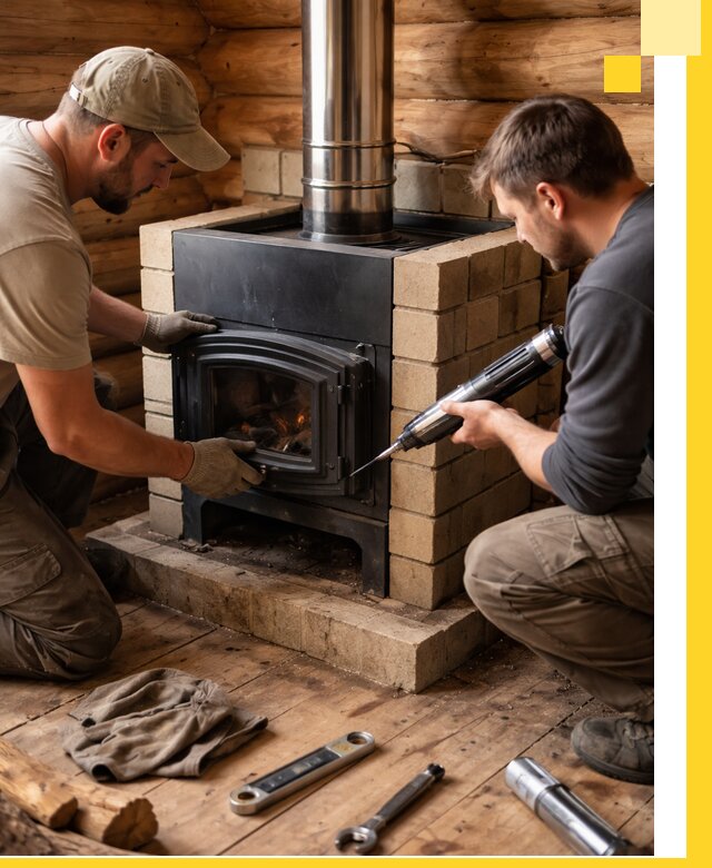 Монтаж и установка печи в бане под ключ с гарантией в Губкине