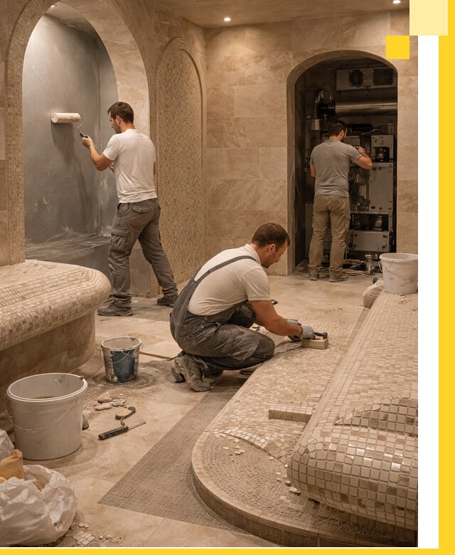 Строительство бани с хамамом и бассейном под ключ в Губкине