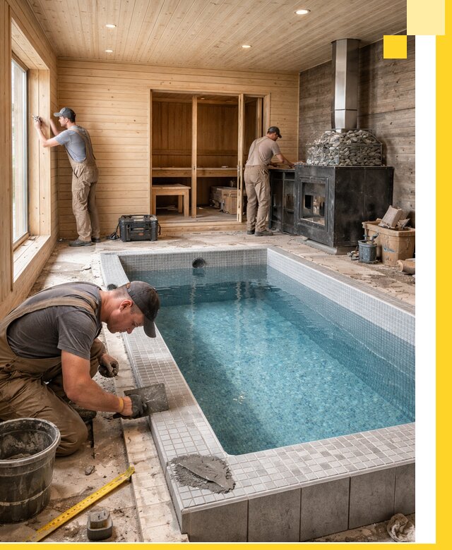 Проект бани с бассейном и сауной в Губкине под ключ