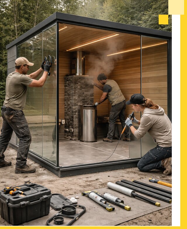 Проектирование и строительство стеклянных бань в Губкине