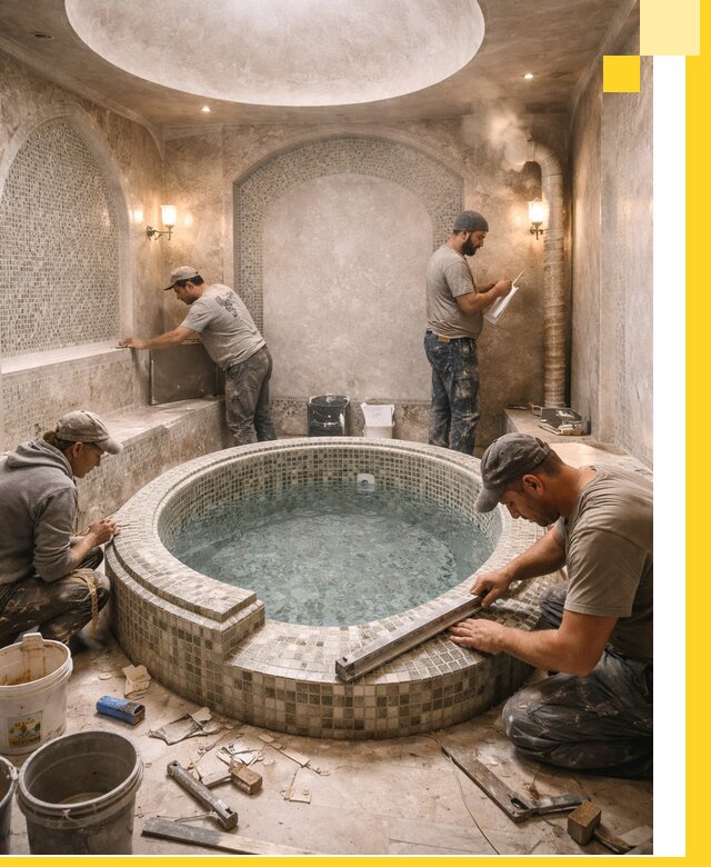 Профессиональное строительство хамама с бассейном в Губкине под ключ