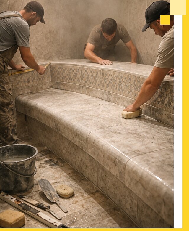 Изготовление и установка сидений для хамама в Губкине